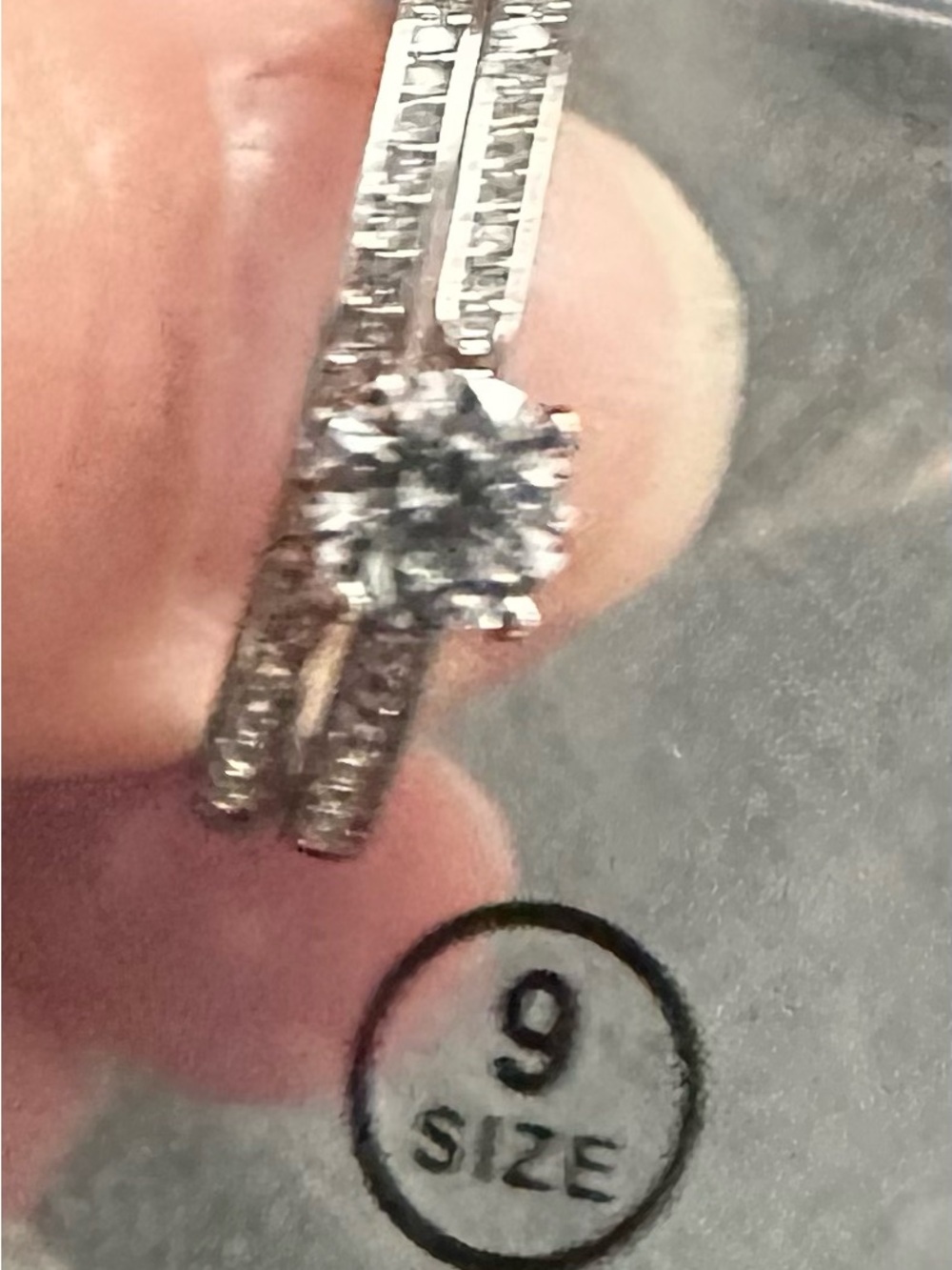 Sterling Silver White Cubic Zirconia Bridal Ring - Size 9